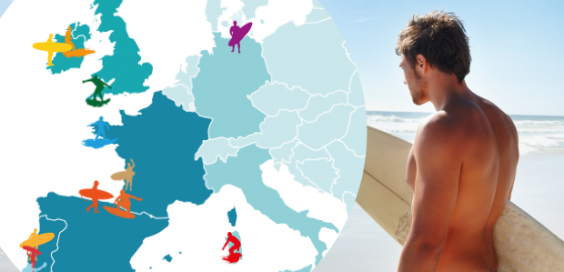 top 15 spiagge Europa surf