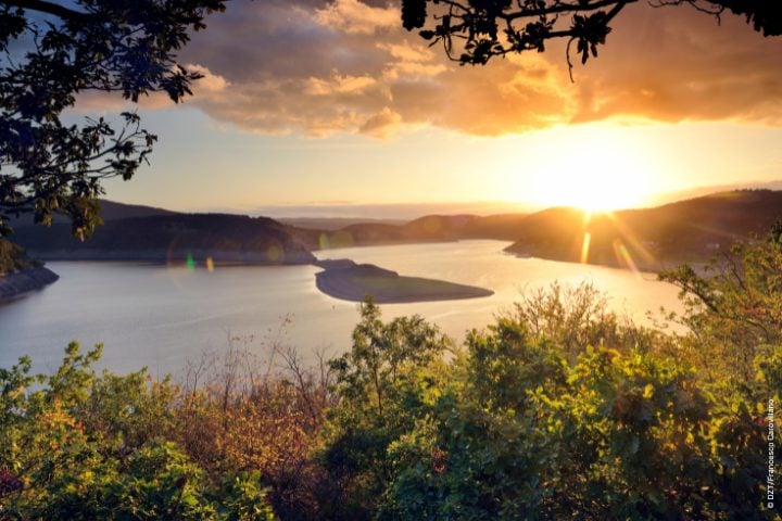 Paesaggio al tramonto in Assia, Germania